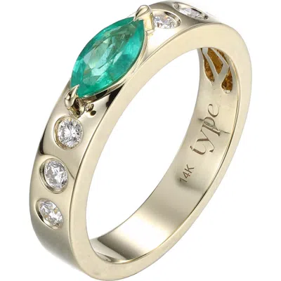 Type Jewelry Leggo Emerald Marquise & Diamond Ring In Gold