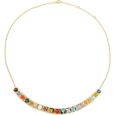 Type Jewelry Leggo Multistone Frontal Necklace In Gold