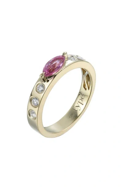 Type Jewelry Leggo Pink Sapphire Marquise & Diamond Ring In Gold