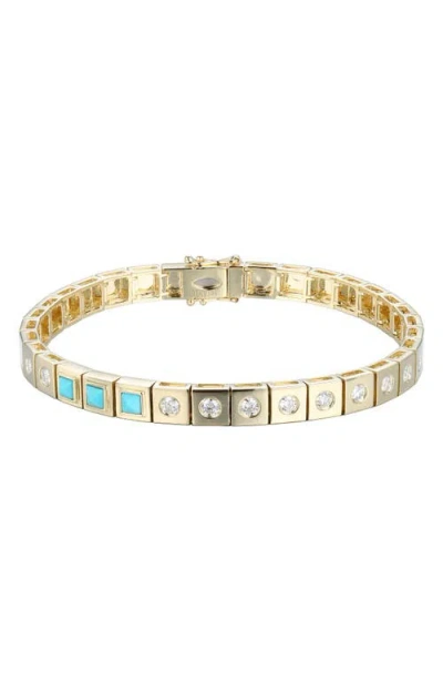 Type Jewelry Leggo Turquoise & Diamond Id Bracelet In Gold