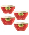 Typhoon World Foods Set Of 4 Strawberry Bowls In Red