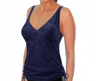 Tyr Chlorine Resistant Side Tie V-neck Tankini Top In Mantra Navy In Blue