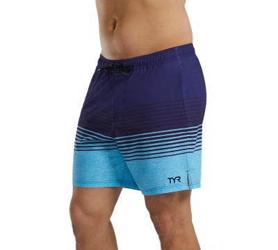 Tyr Men's Skua Color Block Performance 7" Volley Shorts In Blue,black