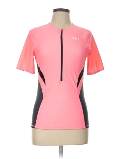 Pre-owned Tyr Short Sleeve Top Pink Keyhole Neckline Tops