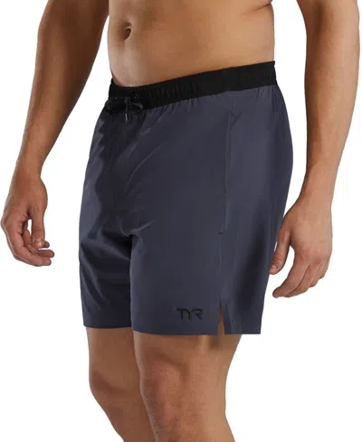 Tyr Skua 7" Volley Shorts Mens Titanium Elastic Waist Performance Fts933 In Grey