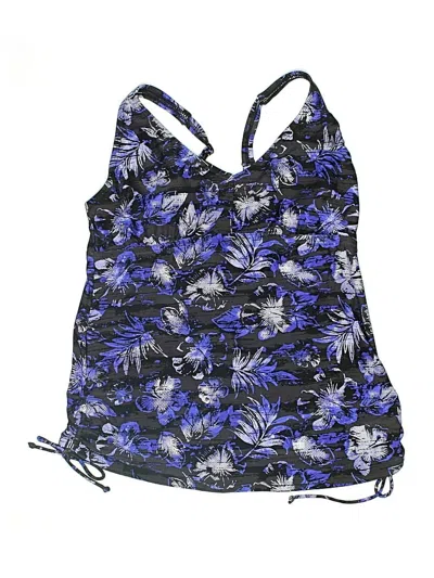 Pre-owned Tyr Swimsuit Top Blue Floral Pattern Swimwear