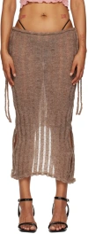 Tyrell Ssense Exclusive Brown Maxi Skirt In Wet Sand