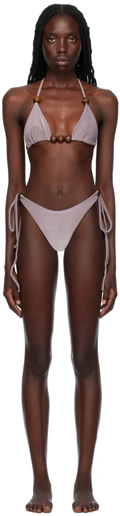 Tyrell Ssense Exclusive Gray Bikini In Silver