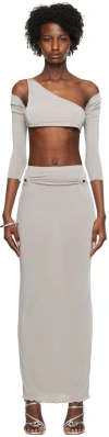 Tyrell Ssense Exclusive Gray Camisole & Maxi Skirt Set In Grey Beige