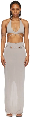 Tyrell Ssense Exclusive Gray Camisole & Maxi Skirt Set In Grey Beige