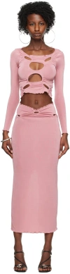 Tyrell Ssense Exclusive Pink Top & Maxi Skirt Set In Bubblegum Pink