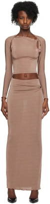 Tyrell Ssense Exclusive Tan Camisole & Maxi Skirt Set In Wet Sand