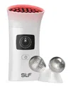Tzumi Slf 2-in-1 Microcurrent Facial Device Led Red Light Therapy Massager Tool In White