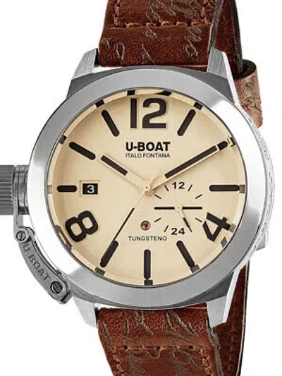 Pre-owned U-boat 8892 Classico Tungsteno Beige Automatic Mens Watch 42mm