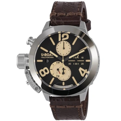 U-boat Classico Chronograph Automatic Black Dial Men's Watch 9567 In Black / Brown