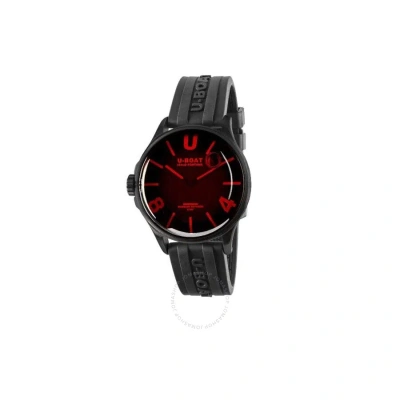 U-boat Darkmoon Quartz Red Dial Men's Watch 9306 In Black
