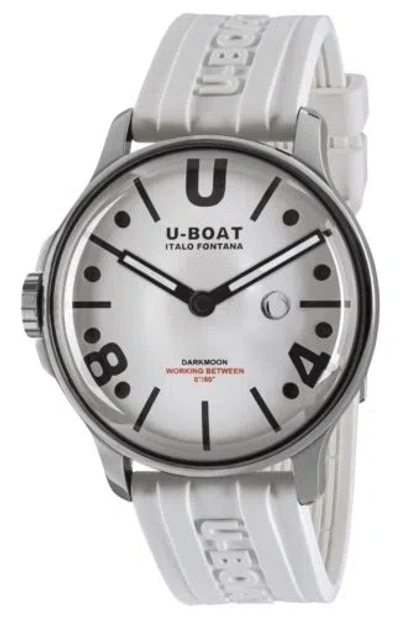 Pre-owned U-boat Darkmoon Stainless Steel White Dial White Silicon Strap Mens Watch 9542
