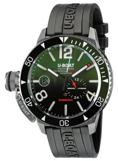 Pre-owned U-boat Sommerso Automatic Stainless Steel Rubber Date Divers Mens Watch 9520