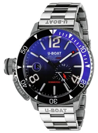 Pre-owned U-boat Sommerso Automatic Steel Blue And Black Dial Divers Mens Watch 9519/mt
