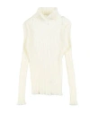 U+é Babies'  Toddler Girl Turtleneck Cream Size 5 Cotton, Elastane In White