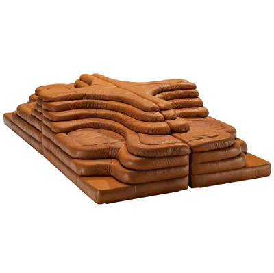 Pre-owned Ubald Klug For De Sede 'terrazza' Landscapes In Patinated Cognac Brown Leather