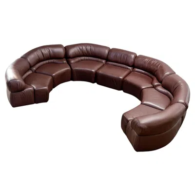 Pre-owned Ubald Klug Large 7 Piece Sofa "cosmos" Ds 28 By Ulbald Klug & De Sede, Brown Leather, 1970s