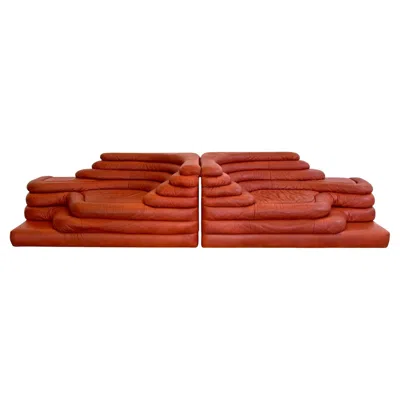 Pre-owned Ubald Klug Pair Of Original Leather De Sede Terrazza Sofas By , 1970s Switzerland In Red