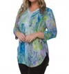 Ubu Going Places V-neck Tunic Top In Blue In Multi