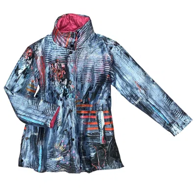 Ubu Women's Peekaboo Quilted Car Coat In Hot Pink In Blue