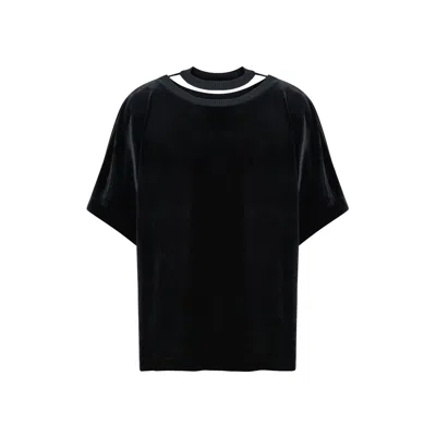 Úchè Men's Black Velvet Double Collar T- Shirt