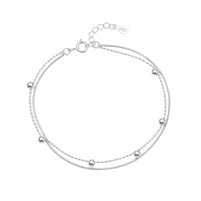 Uchi And Soto Women's Enso 925 Silver Layered Chain Bracelet