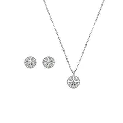 Uchi And Soto Women's Enso Silver Star Pendant Necklace & Earrings Set