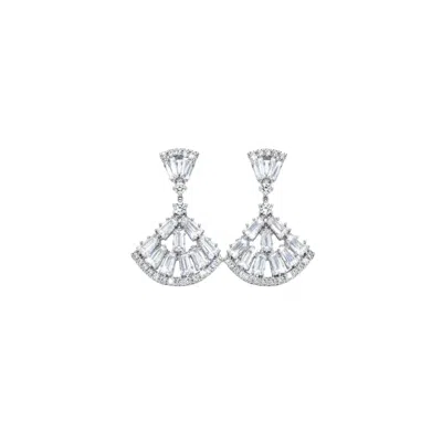 Uchi And Soto Women's Gingko Rhinestone Silver Earrings