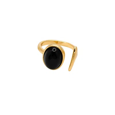Uchi And Soto Women's Gold / Black Enso Black Onyx Oval Open Front Ring In Gold/black