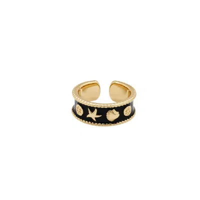 Uchi And Soto Women's Gold / Black Kin Black & Gold Shell Ring