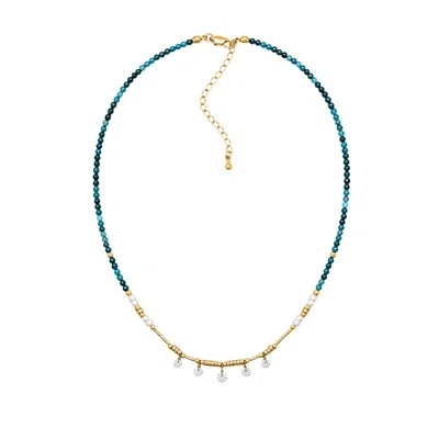 Uchi And Soto Women's Gold / Blue Enso Bead & Stone Necklace In Gold/blue