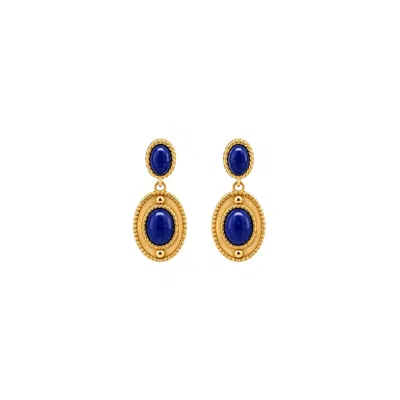 Uchi And Soto Women's Gold / Blue Enso Solid 925 Silver With 18k Gold Vermeil & Lapis Lazuli Stone Drop Earrings In Gold/blue