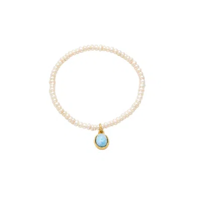 Uchi And Soto Women's Gold / Blue / White Shinju Pearl & Larimar Stone Pendant Bracelet In Gold/blue/white