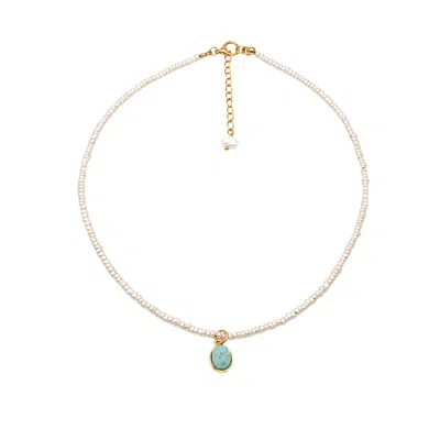 Uchi And Soto Women's Gold / Blue / White Shinju Pearl & Larimar Stone Pendant Necklace In Gold/blue/white