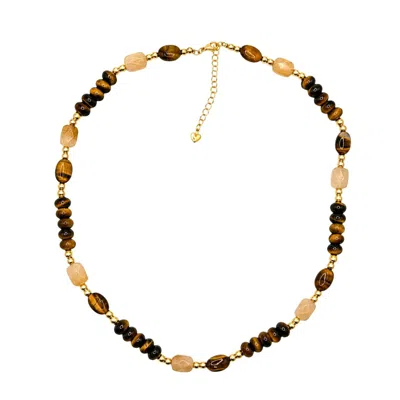 Uchi And Soto Women's Gold / Brown Nekomeishi Tiger's Eye Beaded Necklace In Gold/brown