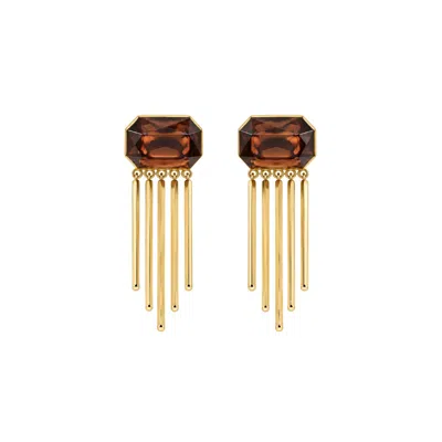 Uchi And Soto Women's Gold / Brown Shikaku Brown Stone Tassel Earrings In Multi