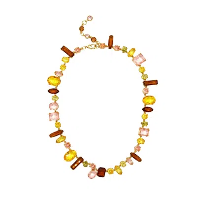 Uchi And Soto Women's Gold / Brown / Yellow Hanabi Mixed Gold Stone Necklace In Gold/brown/yellow