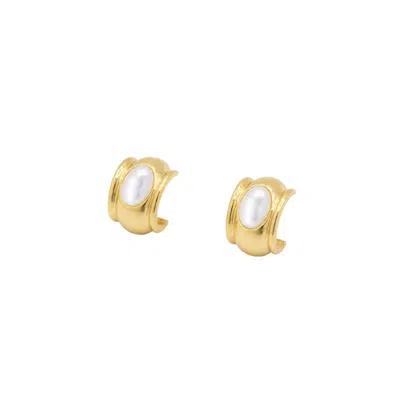 Uchi And Soto Women's Gold Enso Moonstone Huggie Hoop Earrings