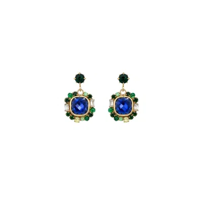 Uchi And Soto Women's Gold / Green / Blue Shikaku Blue Stone Earrings In Gold/green/blue