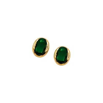 Uchi And Soto Women's Gold / Green Enso Green Stone Stud Earrings In Gold/green