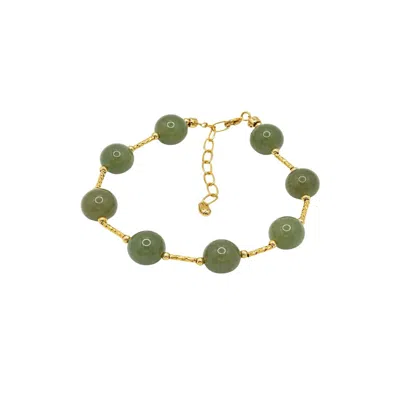 Uchi And Soto Women's Gold / Green Enso Round Jade Bead Bracelet In Gold/green