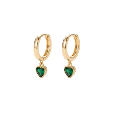 Uchi And Soto Women's Gold / Green Kokoro Green Heart Hoop Earrings In Multi
