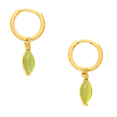 Uchi And Soto Women's Gold / Green Nekomeishi Green Cats Eye Earrings In Multi