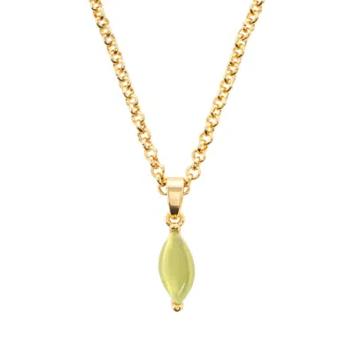 Uchi And Soto Women's Gold / Green Nekomeishi Green Cats Eye Pendant