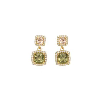 Uchi And Soto Women's Gold / Green Shikaku Square Stone Drop Earrings